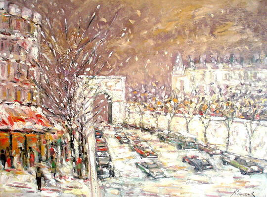 Snow at les champs Elysee 30x40x0.75 inches