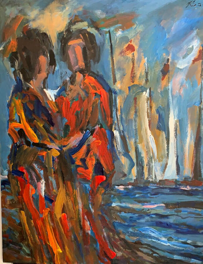 coastal encounter 24x30 inch acrylic on canvas