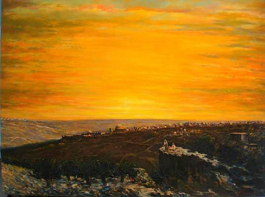 Sunset over Jerusalem 36x48x0.75 inches