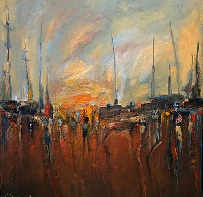 Sea shore sunset 36x36x1.5 inches