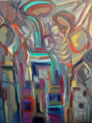 A figurative composition 30x40x0.75 inches