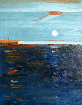 a moon lit sea scape 16x20x0.75 inches